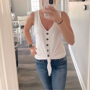 Sanctuary brand white top with buttons and tie front